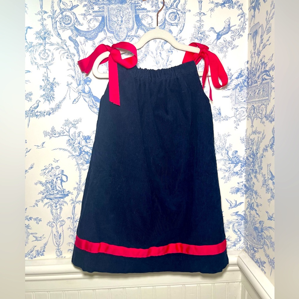 Classic Prep Dress CPC dress Navy Cord pink ribbon Like new